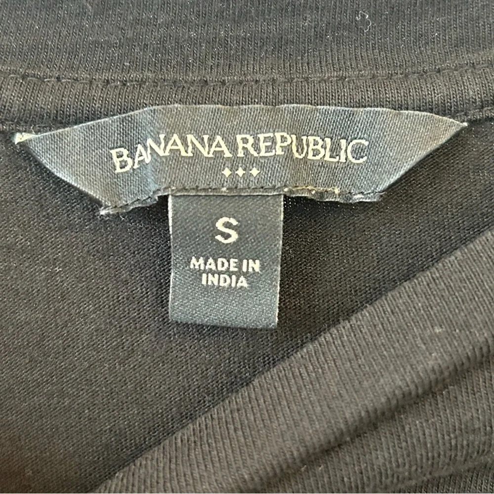 Banana Republic Black Blouse with Embroidered Puff Sleeves